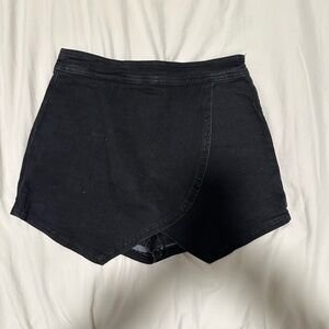 Black denim skort